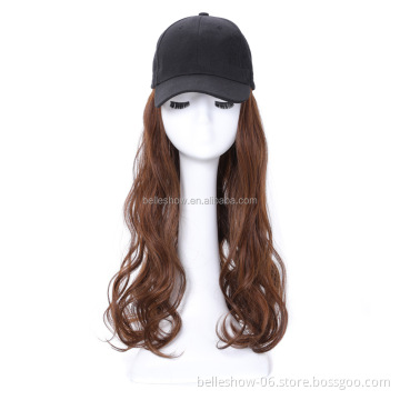 Hot sell Cheap Wholesale Baseball Cap Curly Hair Wig Fashion Hot Sale Low Price Black Long Wavy curly braid Baseball hat